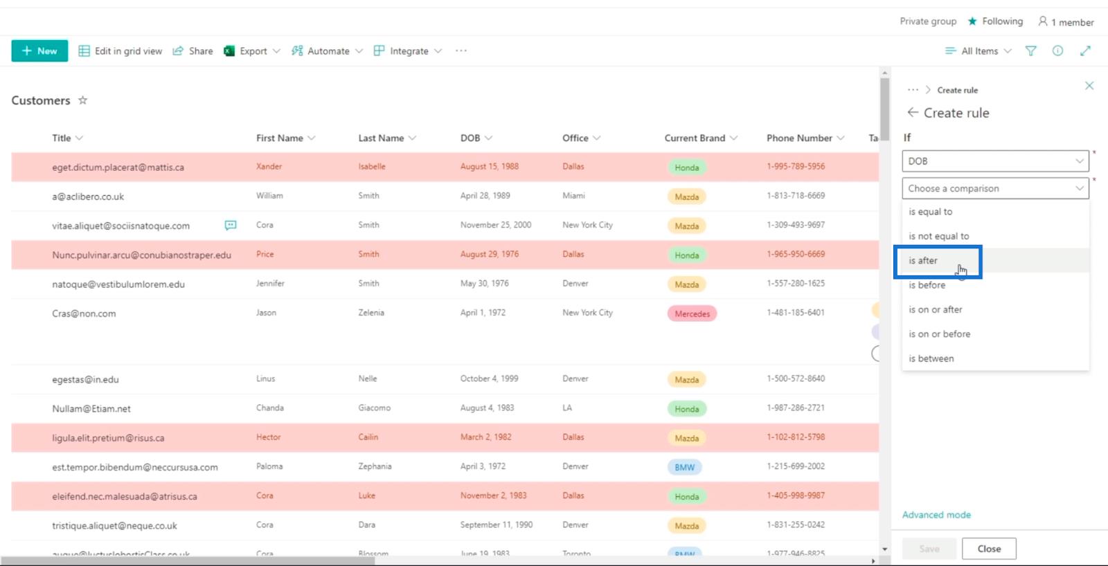 Tutorial de formatare a listei SharePoint