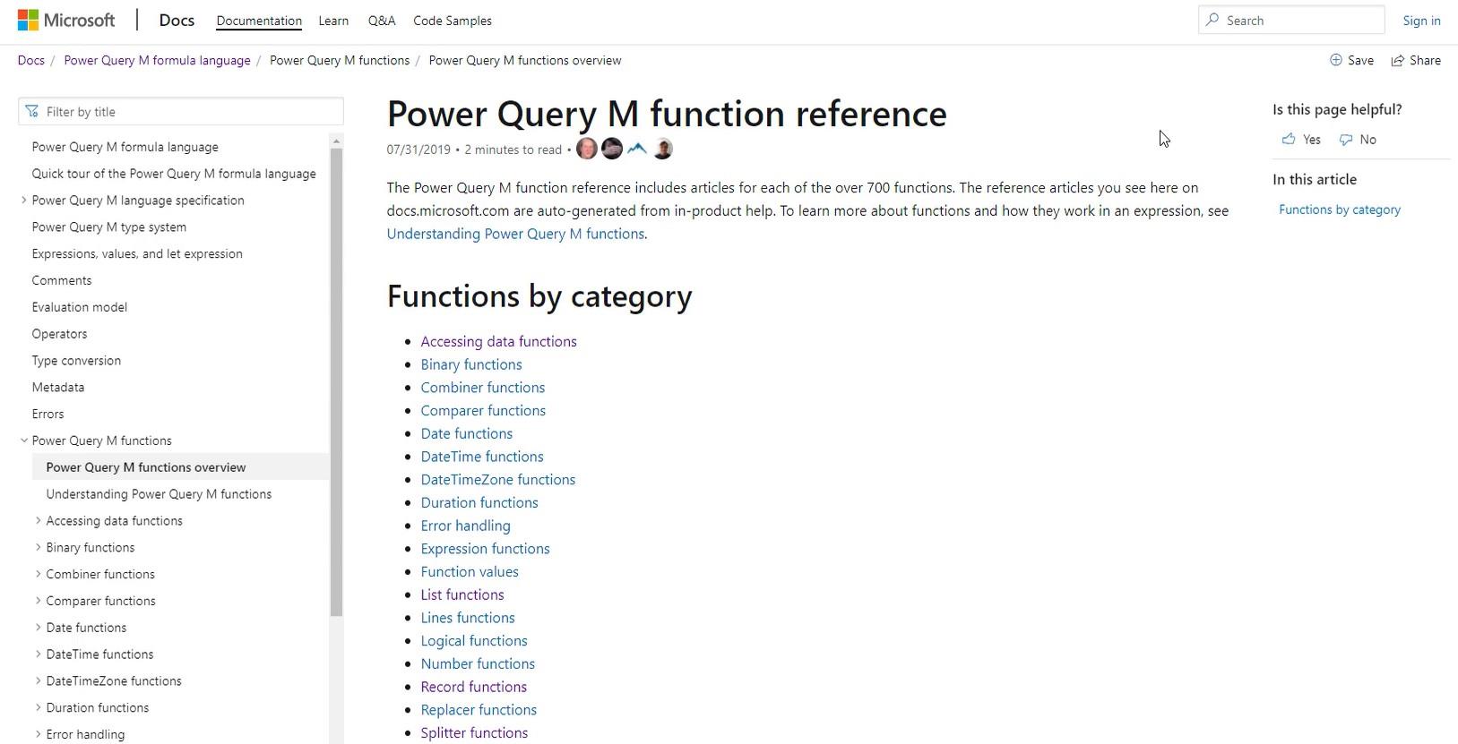 Fonctions Power Query, mots-clés et identificateurs