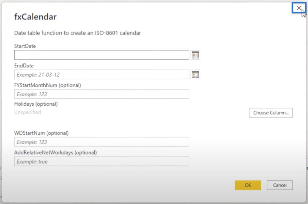 Présentation de la table de dates étendue Power Query V2