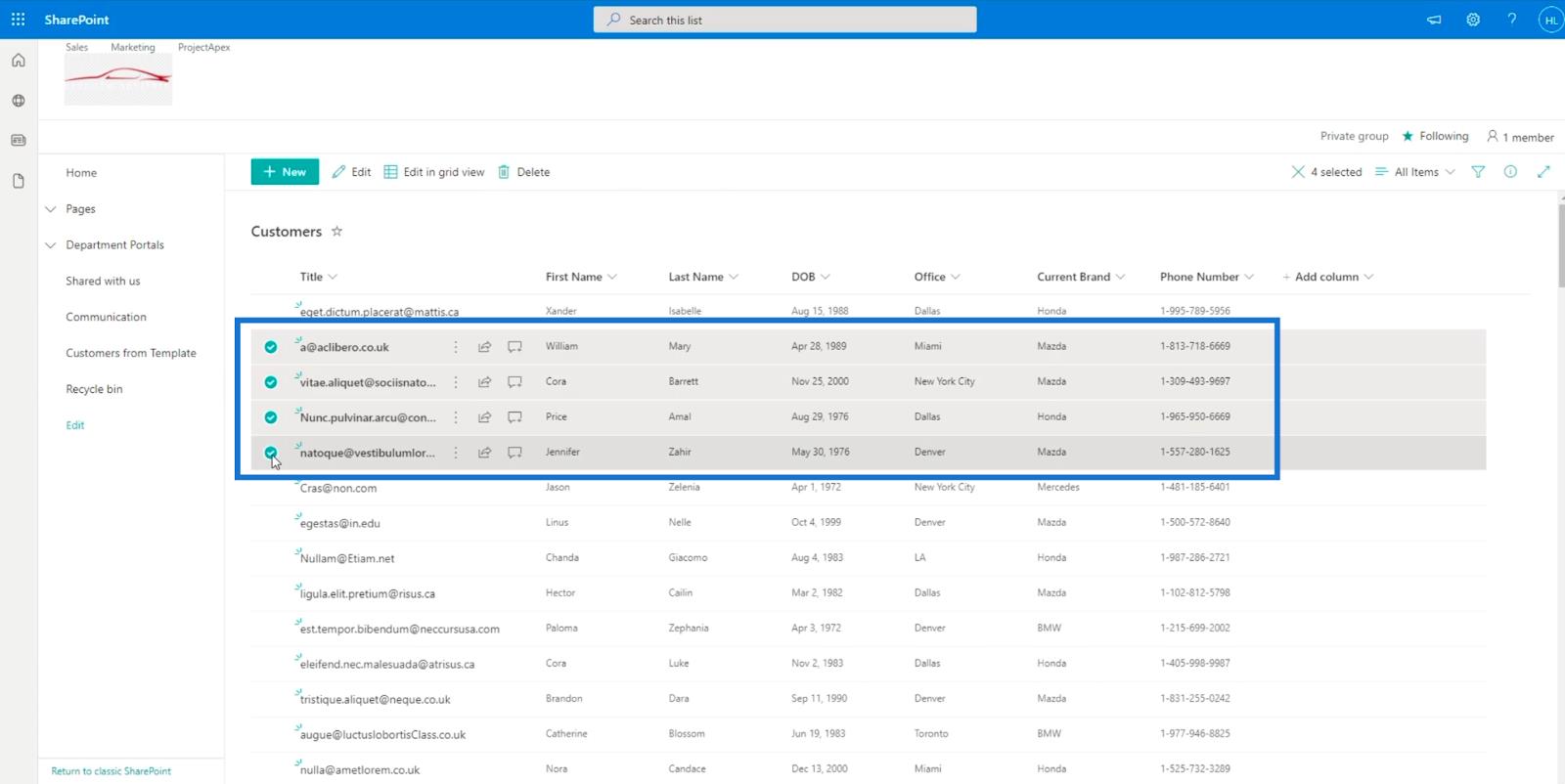 SharePoint 列表項：編輯單個和多個項目