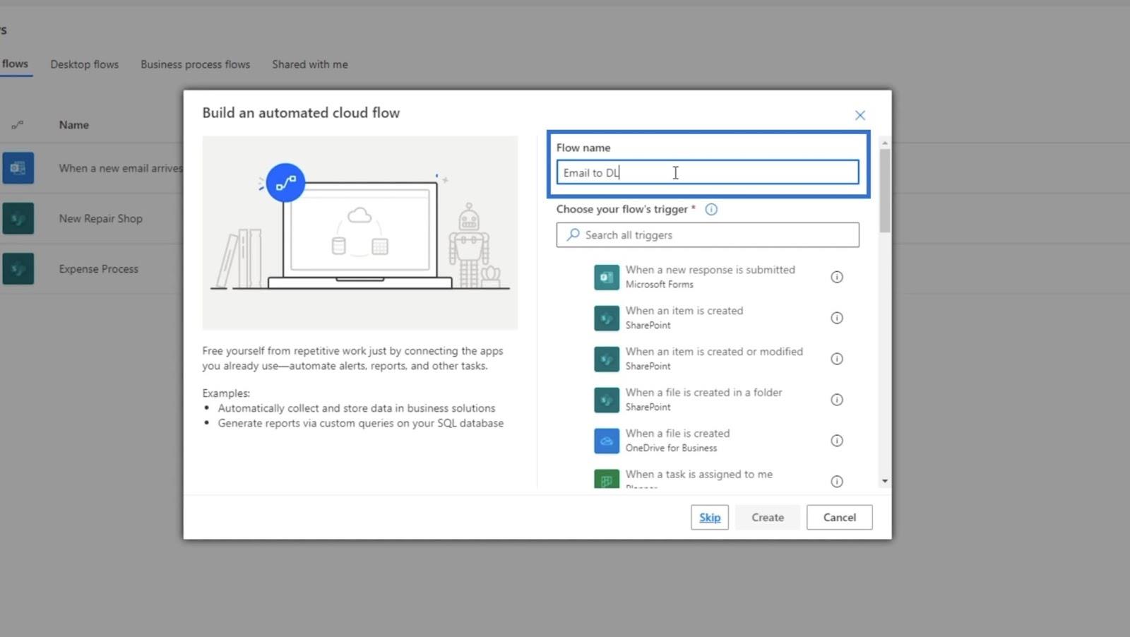 MS Flow : comment télécharger dans SharePoint par e-mail