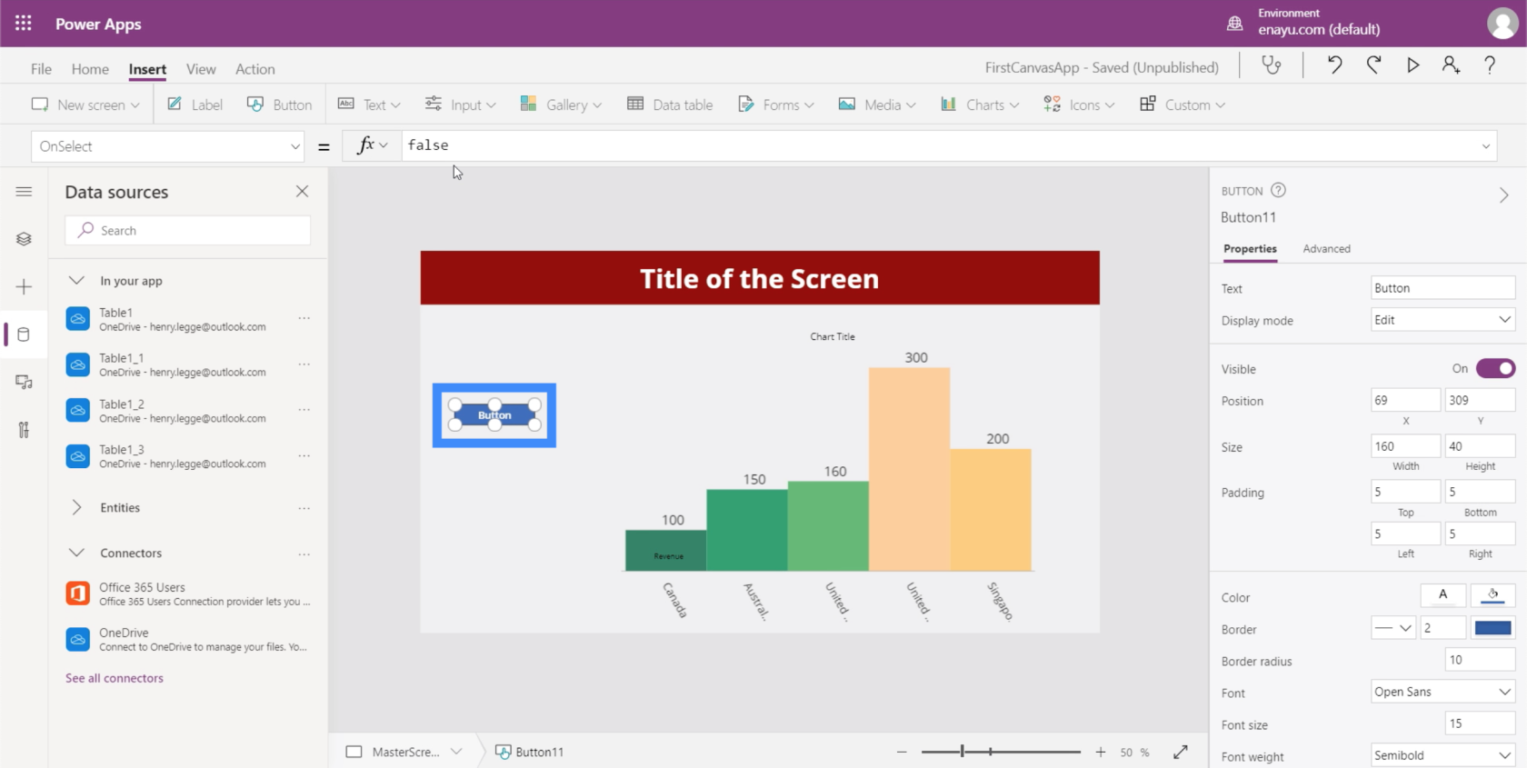 Tableaux, graphiques et images dynamiques PowerApps