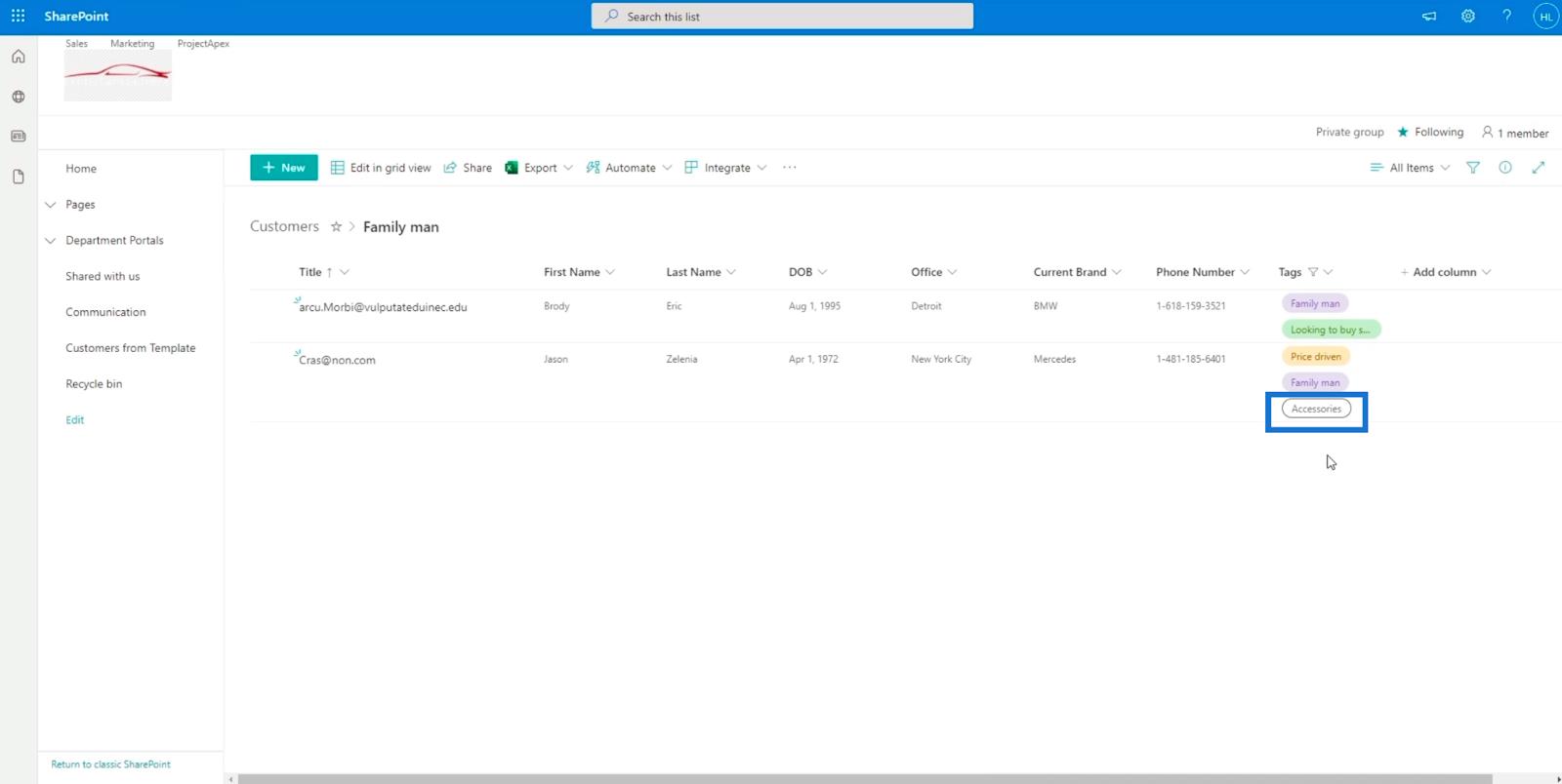 在列表中添加 SharePoint 選擇字段