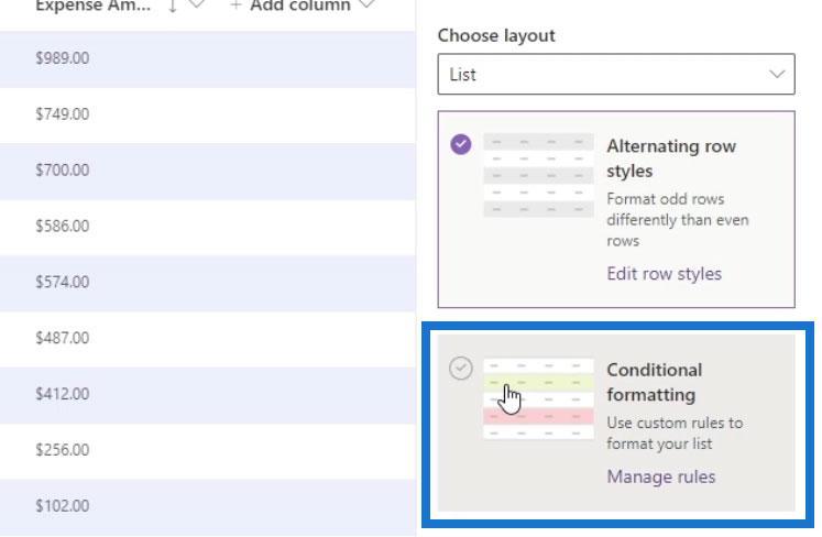 Afficher la mise en forme dans SharePoint