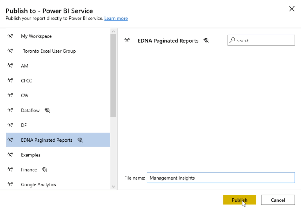 Rapports paginés dans LuckyTemplates : Comment publier et exporter