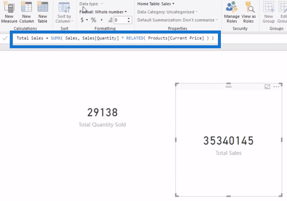 Comparaison des colonnes calculées et des mesures dans LuckyTemplates