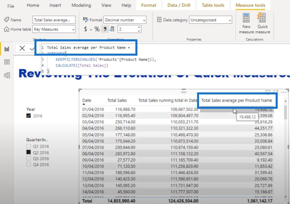 Avantages et inconvénients des mesures rapides dans LuckyTemplates