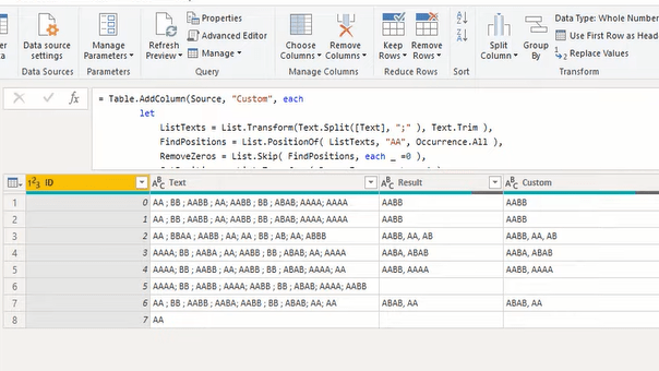 Usando o editor avançado do Power Query para extrair valores antes de um texto específico