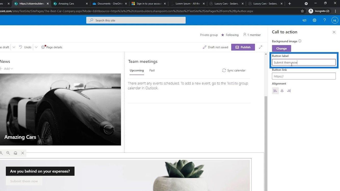 Présentation et création de la page d'accueil SharePoint