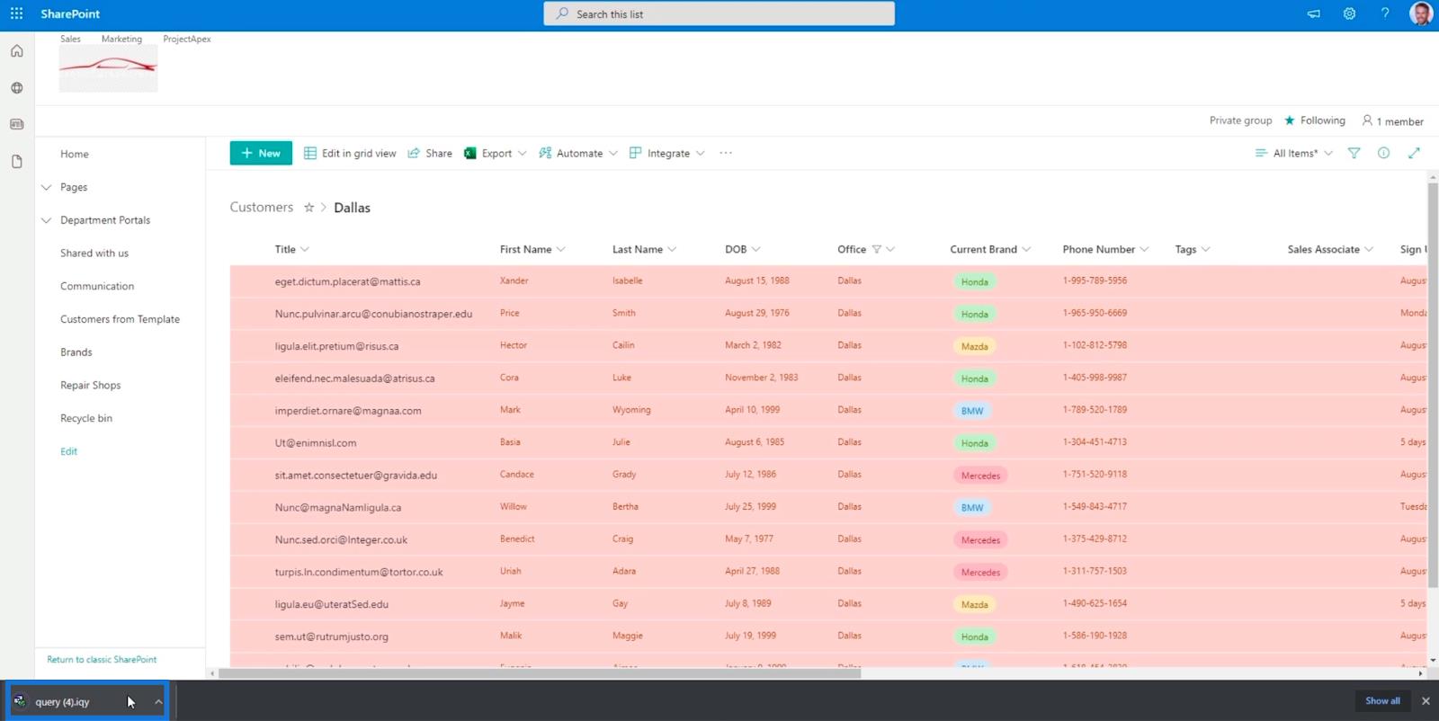 SharePoint リストを Excel または CSV ファイルにエクスポート