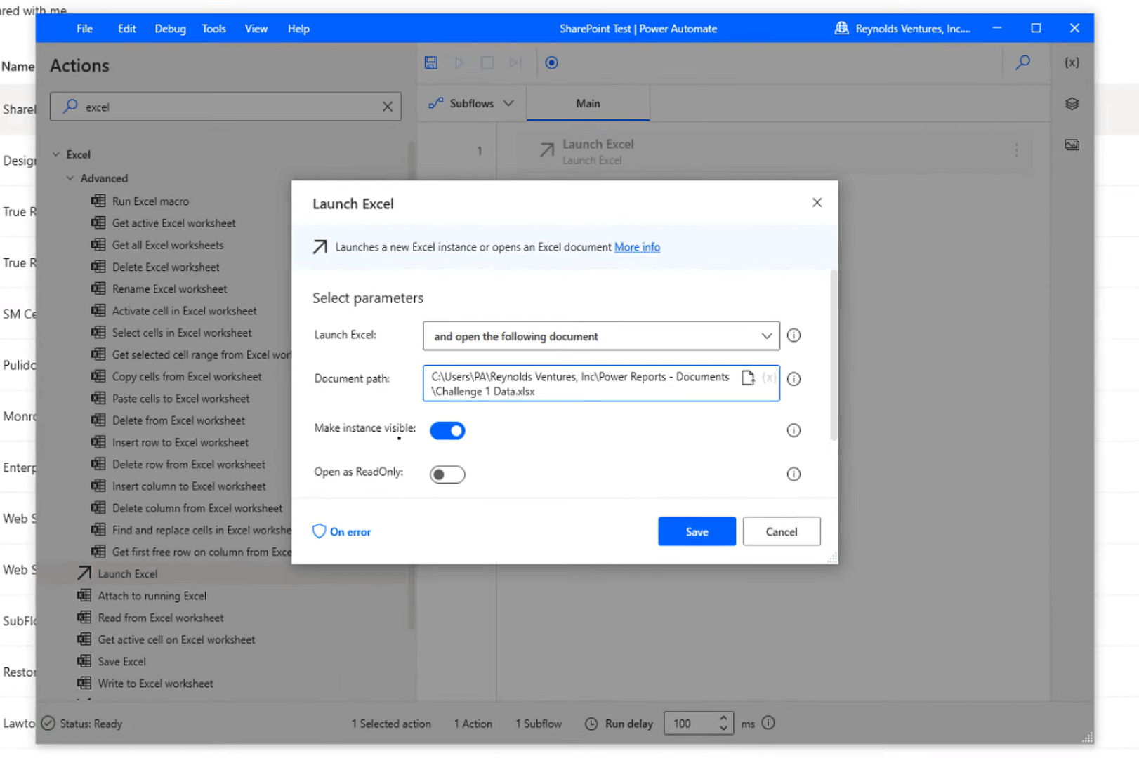 使用 Power Automate Desktop 在 Sharepoint 中刷新 Excel 文件