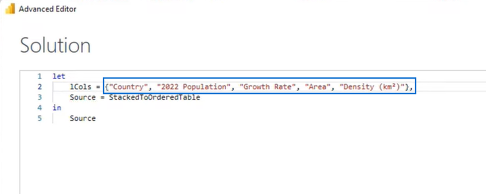 Sfida della colonna di trasformazione di Power Query: dati in pila in una tabella ordinata