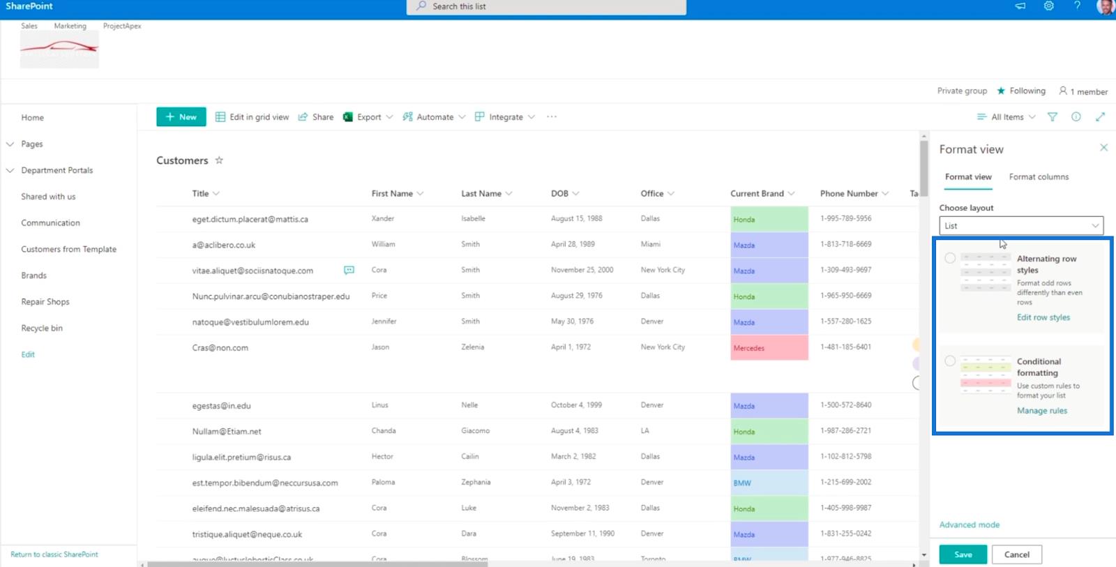 Tutorial de formatare a listei SharePoint