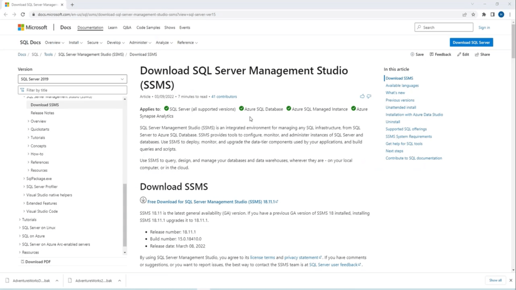 Téléchargement et installation de SQL Server