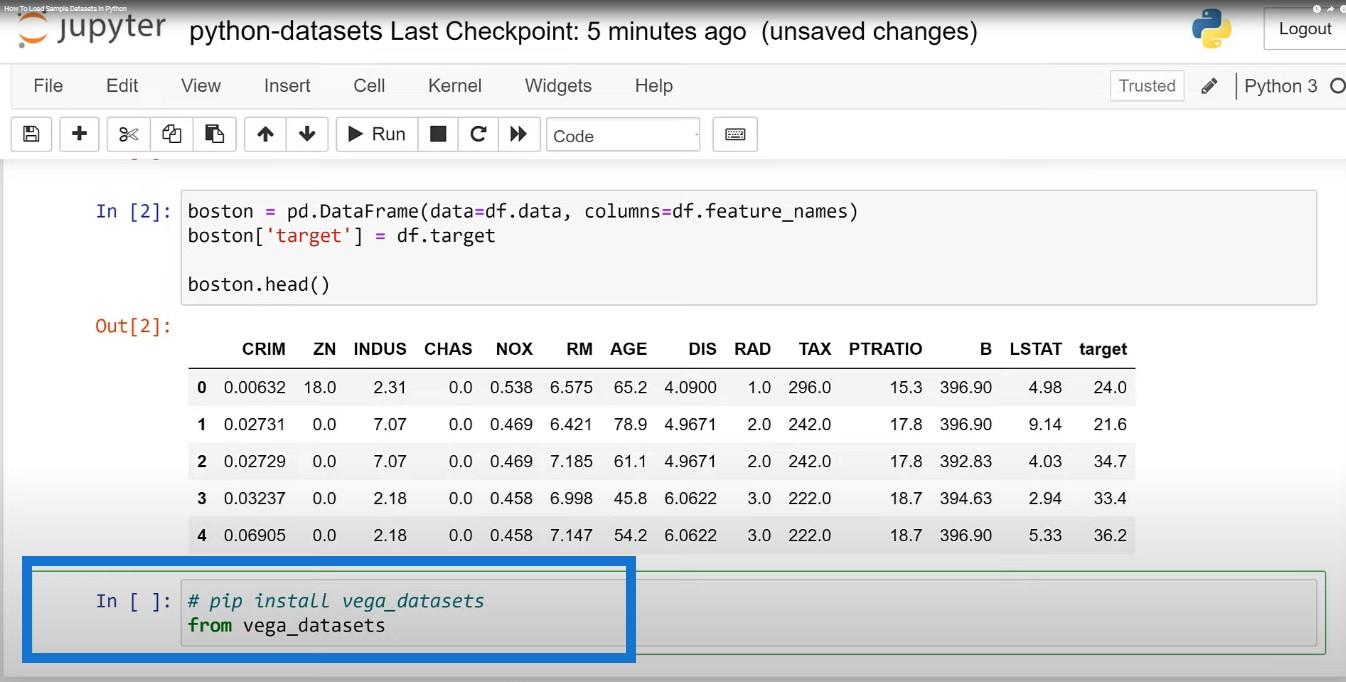 Comment charger des exemples d'ensembles de données en Python