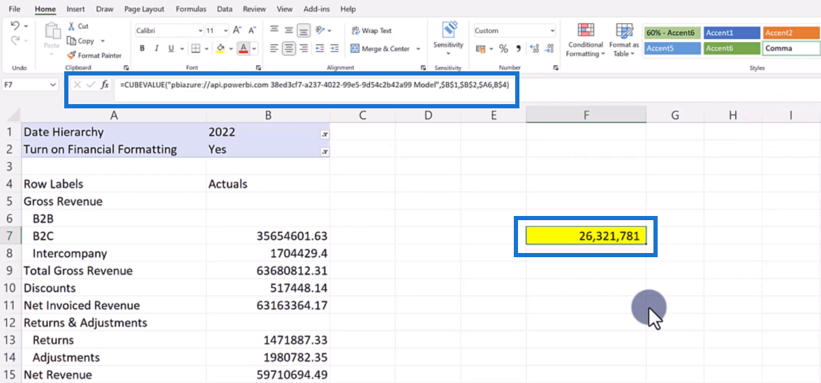 損益表的 LuckyTemplates Excel 集成