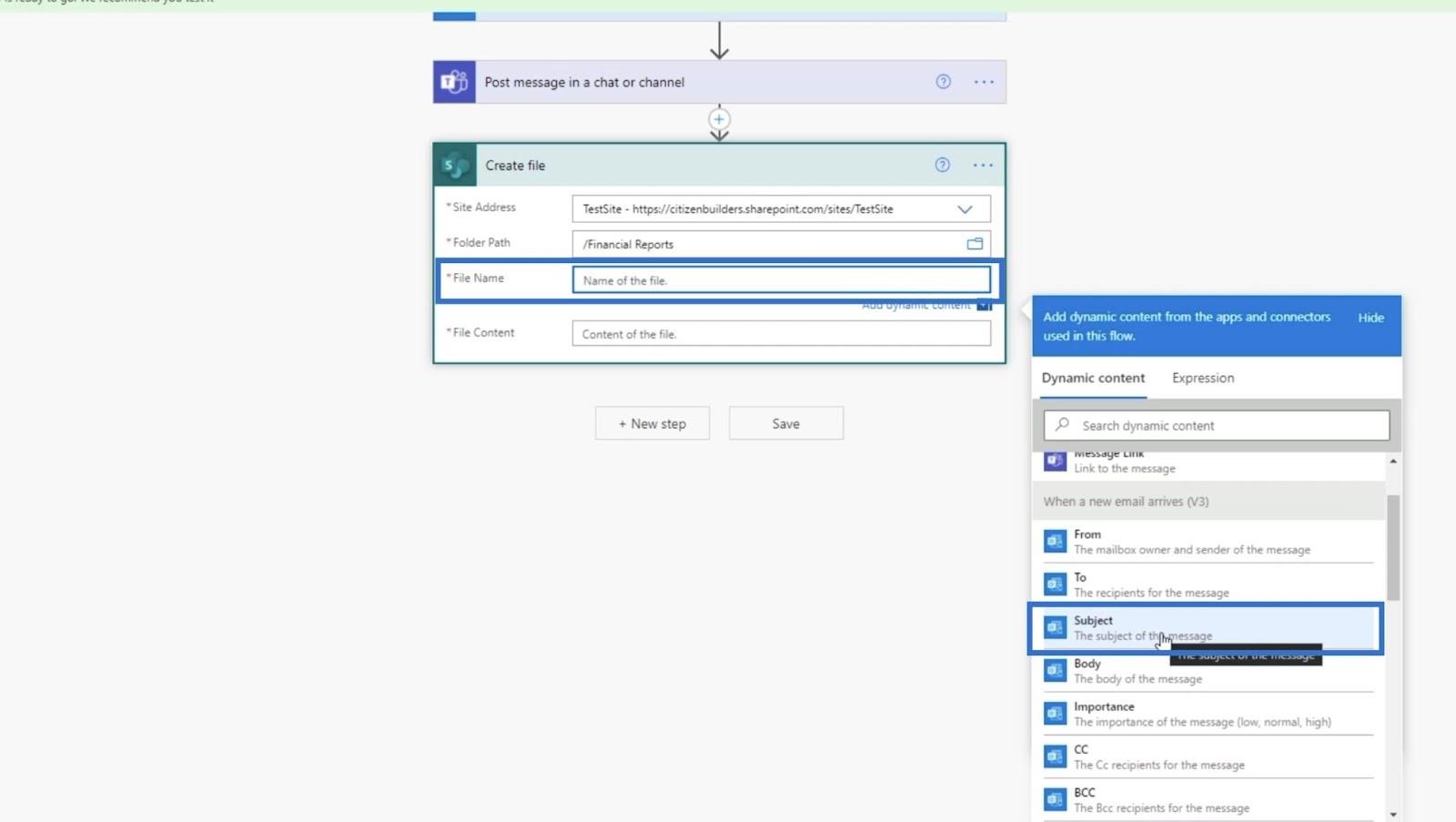 MS Flow : comment télécharger dans SharePoint par e-mail