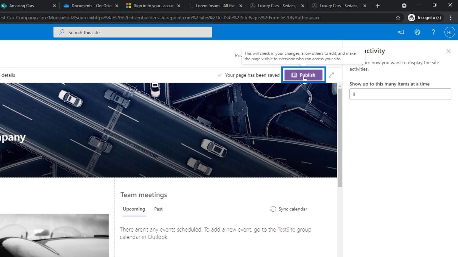 Présentation et création de la page d'accueil SharePoint