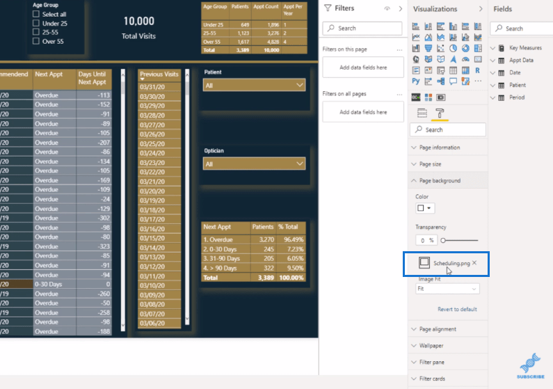 Image d'arrière-plan LuckyTemplates pour les rapports utilisant PPT