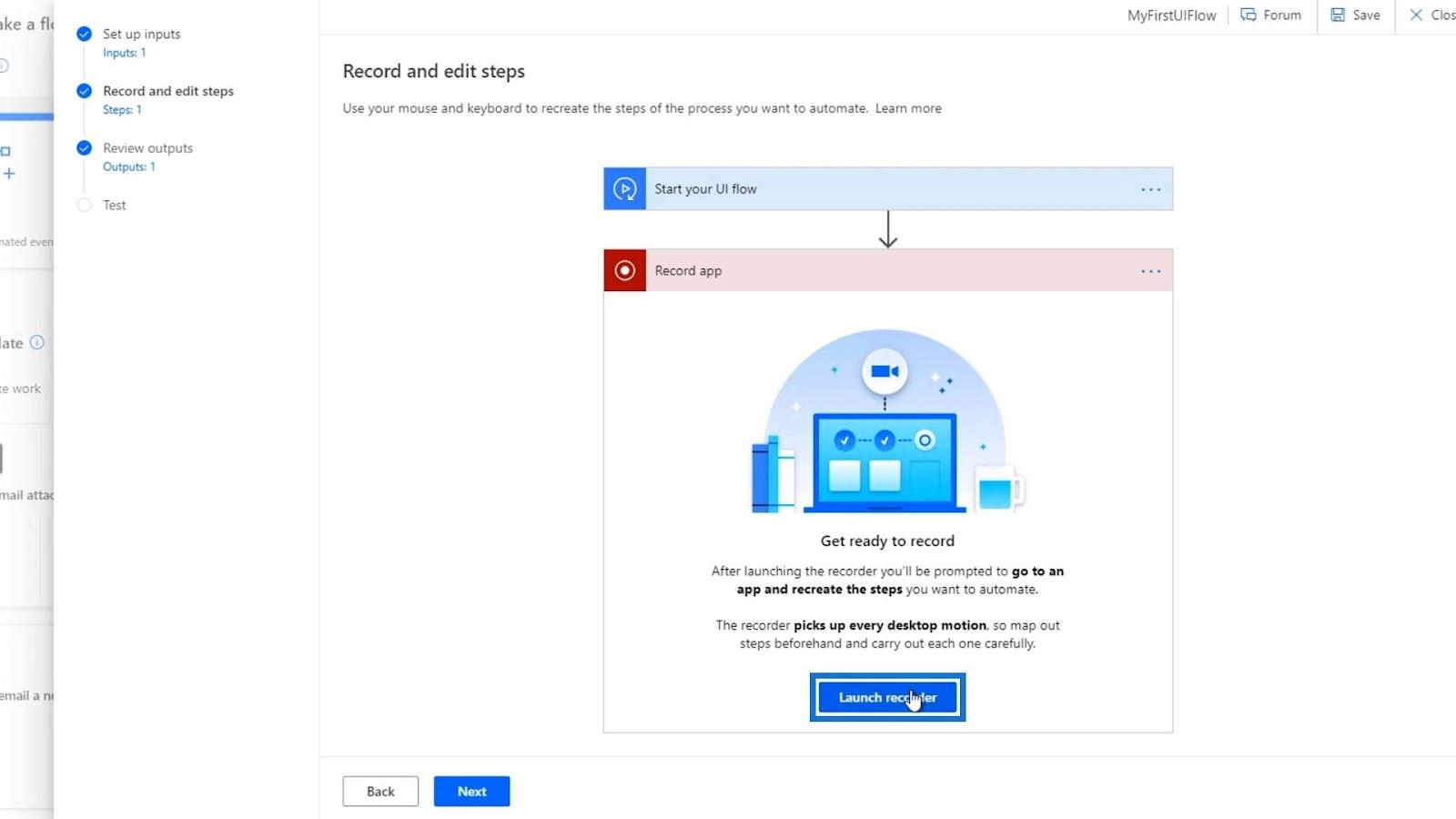 Entrées de flux d'interface utilisateur dans Microsoft Power Automate