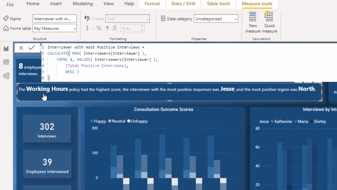 Visuel personnalisé LuckyTemplates – Création de résumés de texte