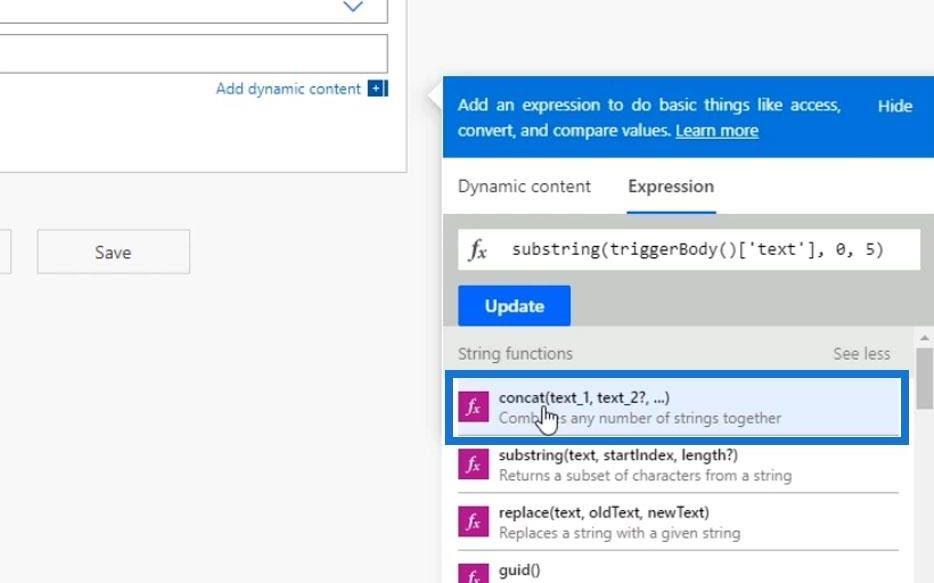 Funções de string do Power Automate: Substring e IndexOf