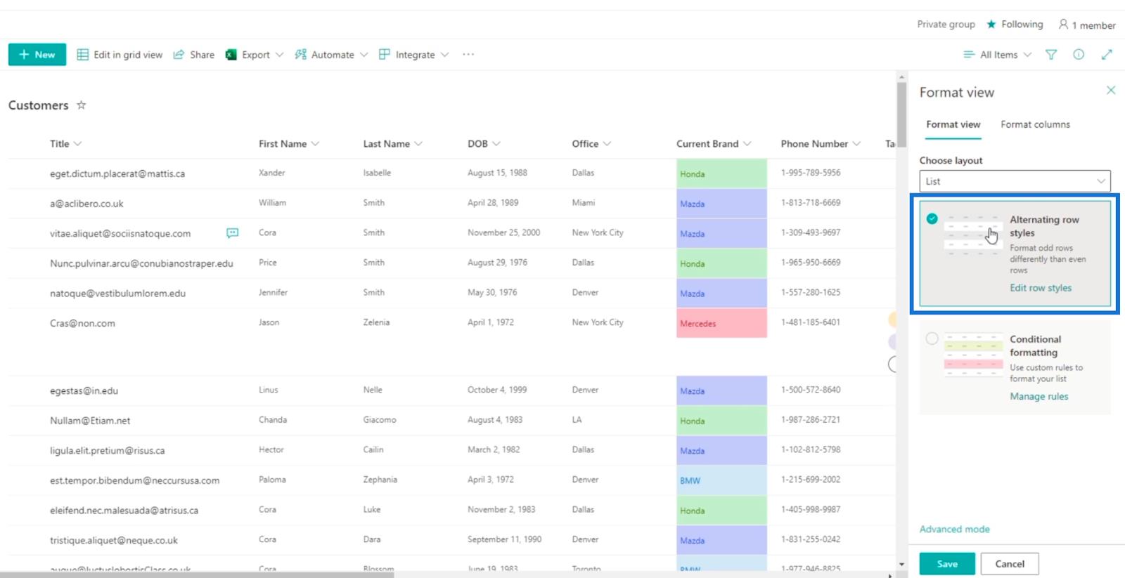 Tutorial de formatare a listei SharePoint