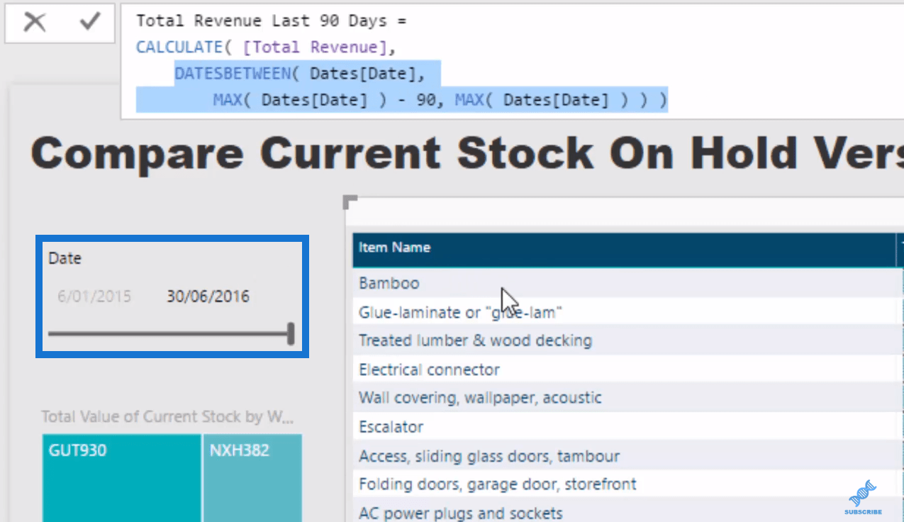 Aperçu de la gestion des stocks avec LuckyTemplates : Comparer les stocks aux ventes