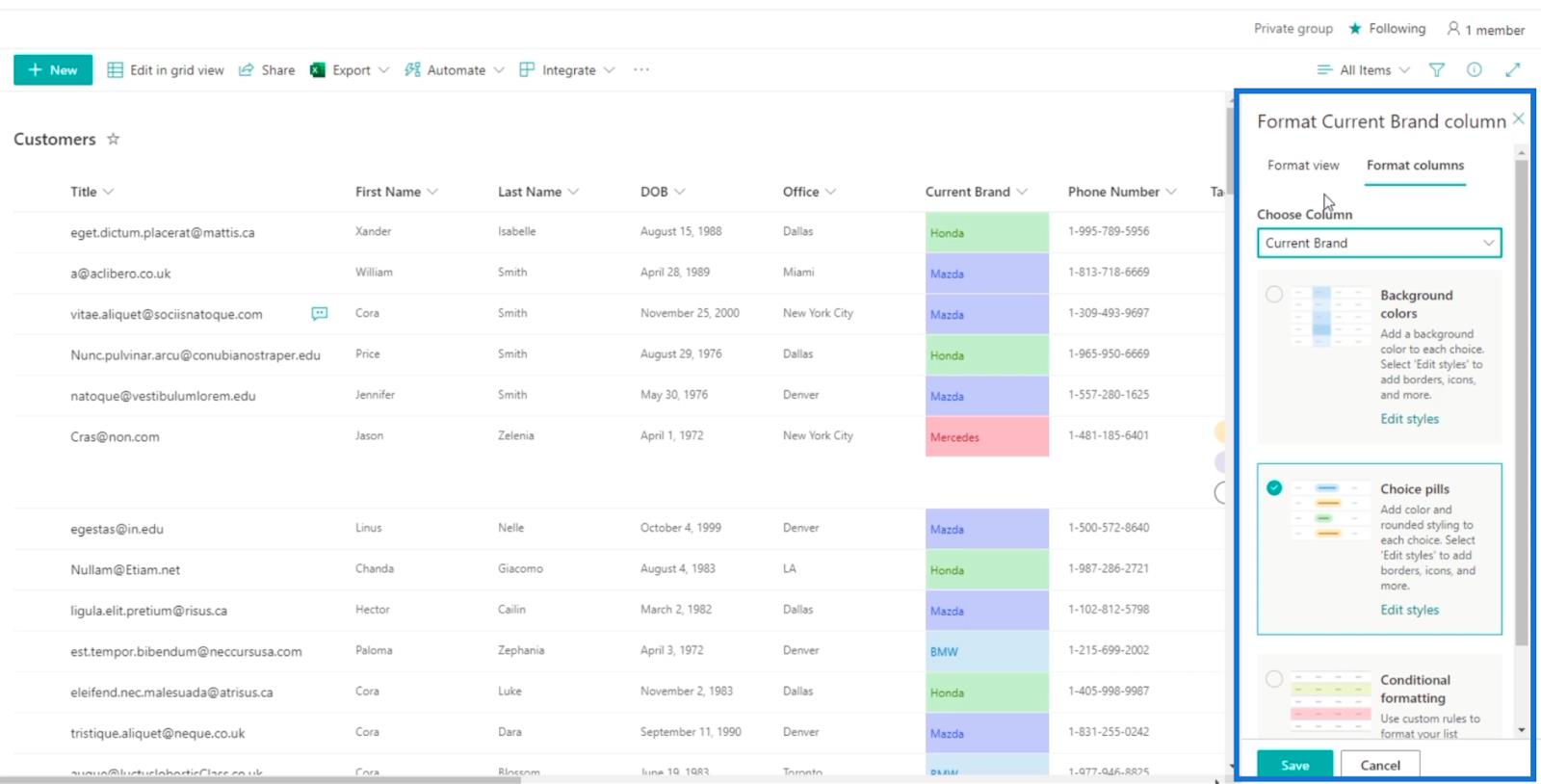 Tutorial de formatare a listei SharePoint