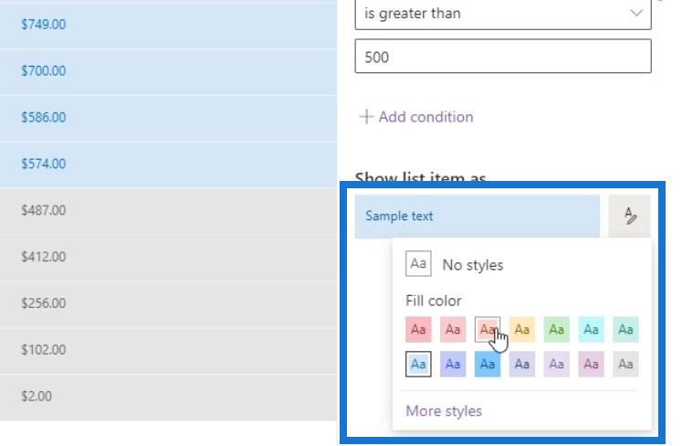 Afficher la mise en forme dans SharePoint