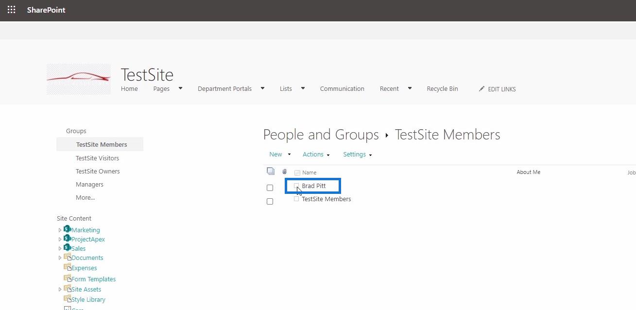 Personnalisation de la demande d'accès au site SharePoint