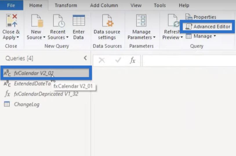 Présentation de la table de dates étendue Power Query V2