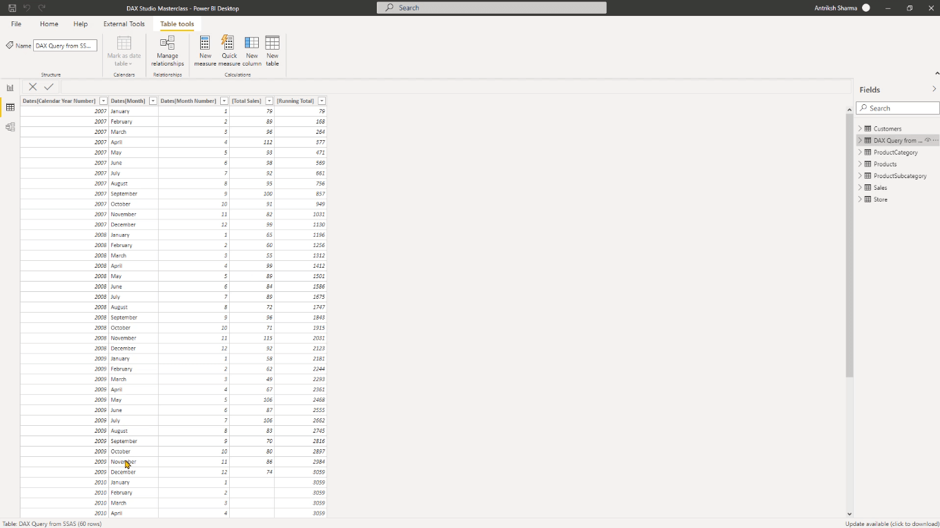 Utilisation de DAX pour charger des données de SSAS vers LuckyTemplates