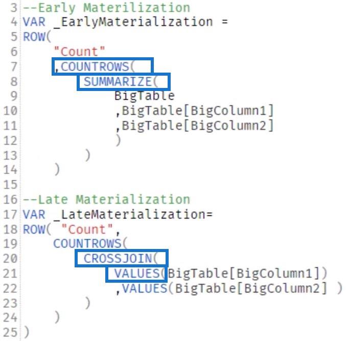 Idées de matérialisation pour les caches de données dans DAX Studio