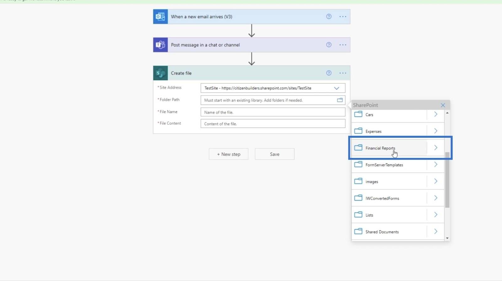 MS Flow : comment télécharger dans SharePoint par e-mail