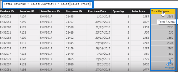 Comparaison des colonnes calculées et des mesures dans LuckyTemplates