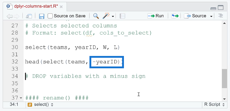 Aggiungi, rimuovi e rinomina colonne in R utilizzando Dplyr