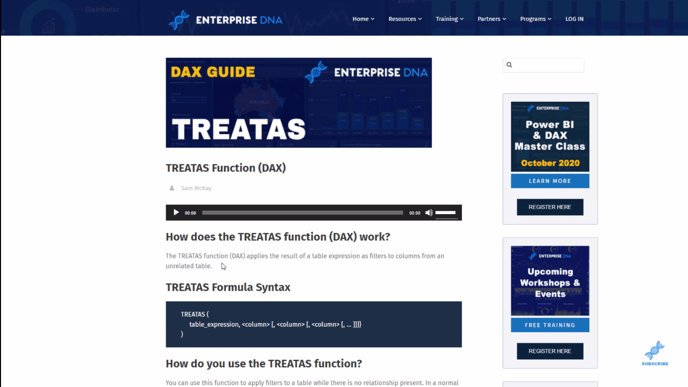 RELATION D'UTILISATION DE LuckyTemplates Vs TREATAS