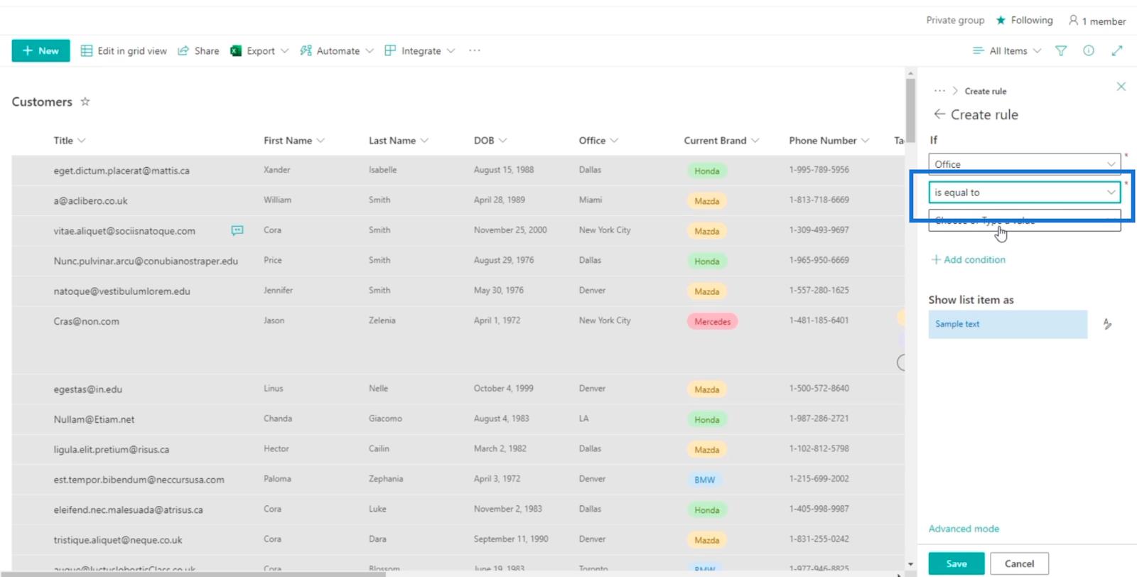 Tutorial de formatare a listei SharePoint