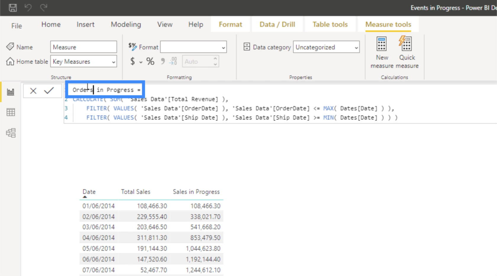 針對進行中事件的 LuckyTemplates DAX 度量