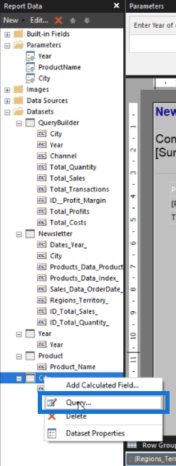 Utiliser des paramètres en cascade pour filtrer les données dans le générateur de rapports LuckyTemplates