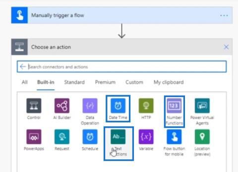 ตัวเชื่อมต่อ Power Automate: ตัวเลข ข้อความ และวันที่เวลา