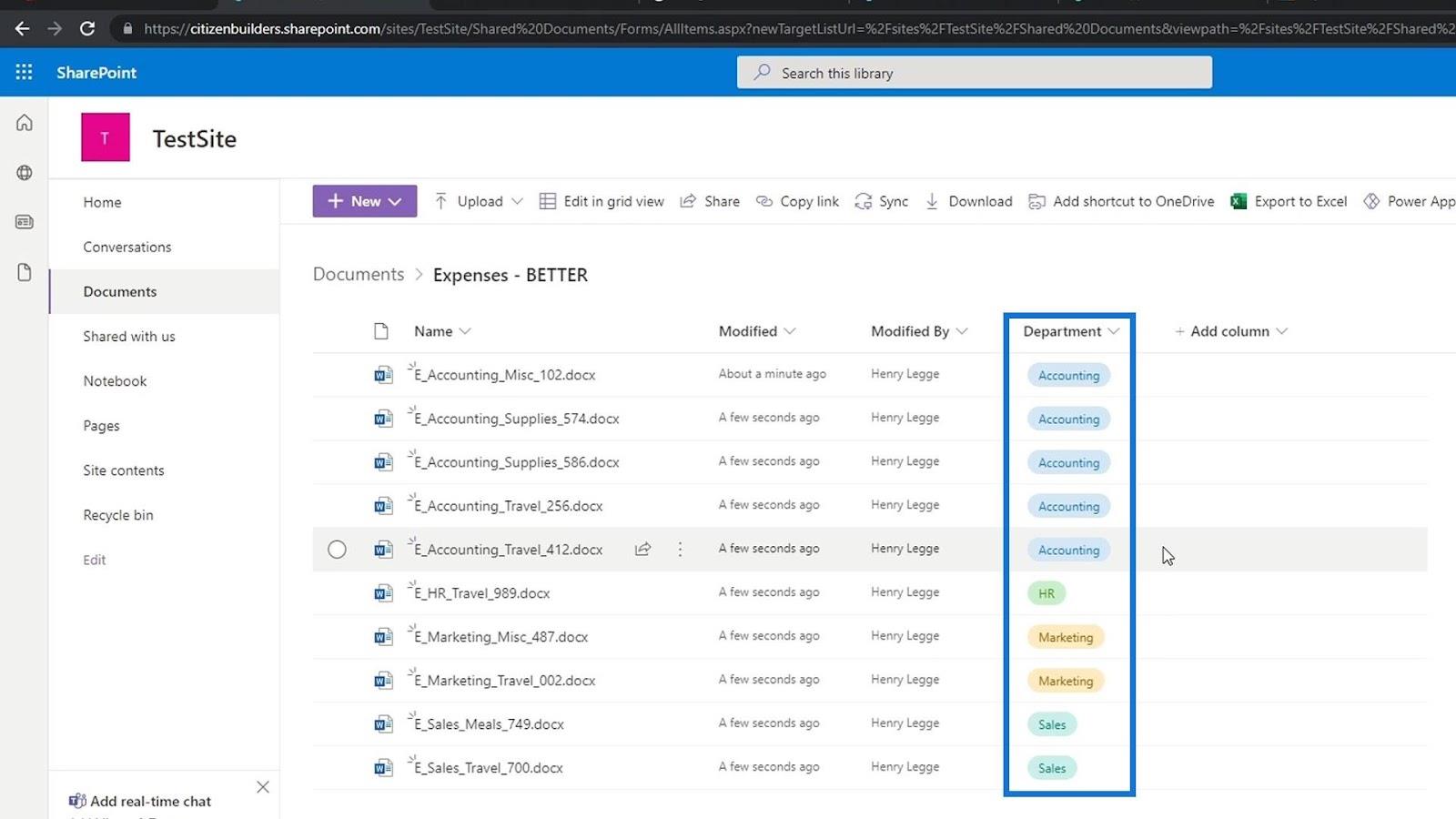 使用列在 SharePoint 中添加元數據