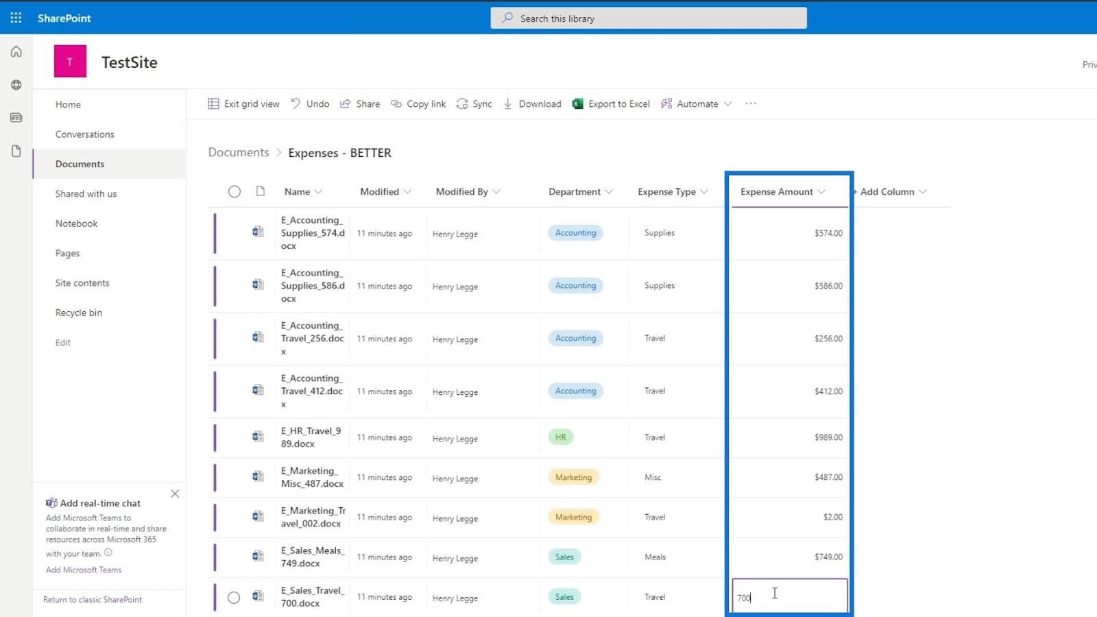 使用列在 SharePoint 中添加元數據