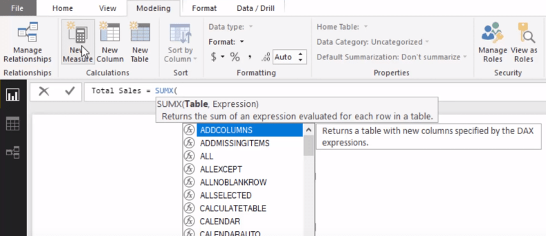 Comparaison des colonnes calculées et des mesures dans LuckyTemplates