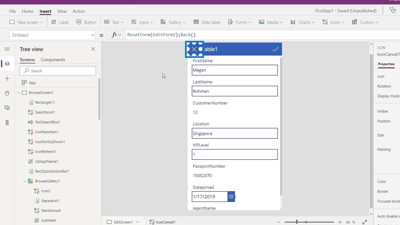 Prezentare generală a contextului de navigare PowerApps