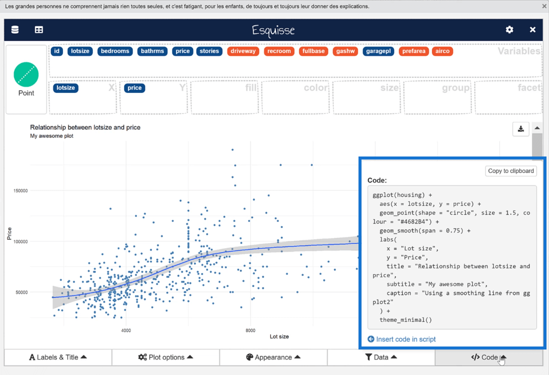 R 中的 GGPLOT2：使用 ESQUISSE 進行可視化