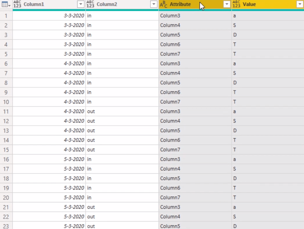 Mises en page du calendrier au format tabulaire à l'aide de Power Query