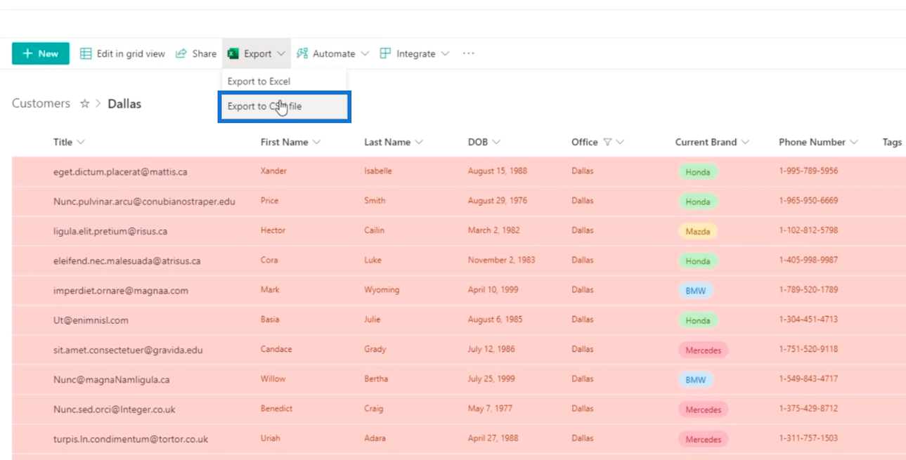 SharePoint Listelerini Excel'e Veya CSV Dosyasına Aktarın