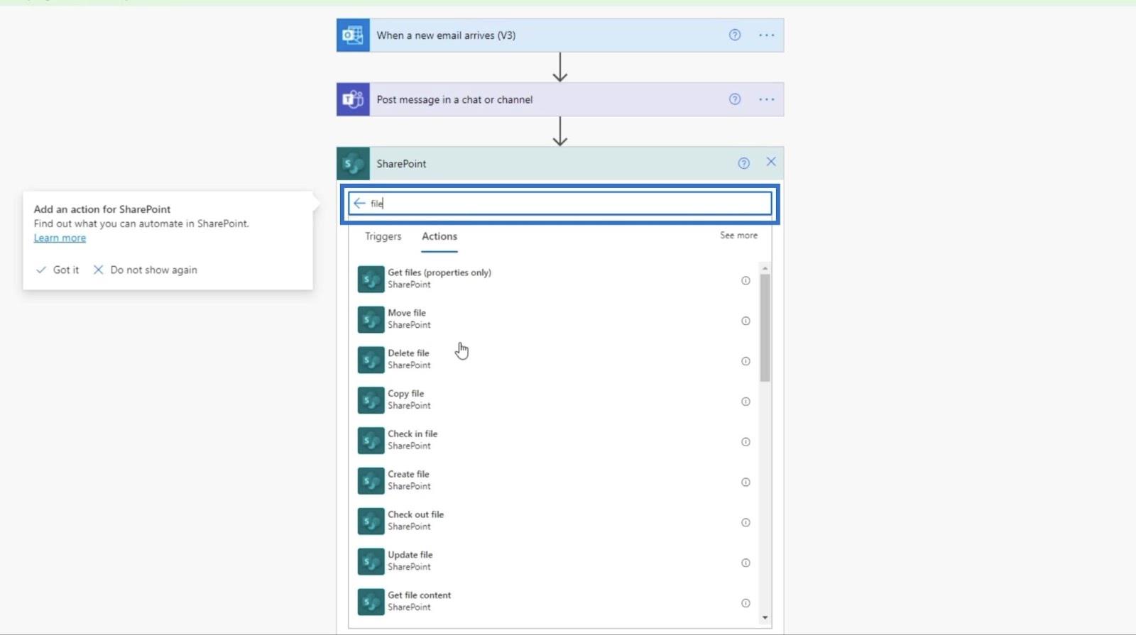 MS Flow : comment télécharger dans SharePoint par e-mail